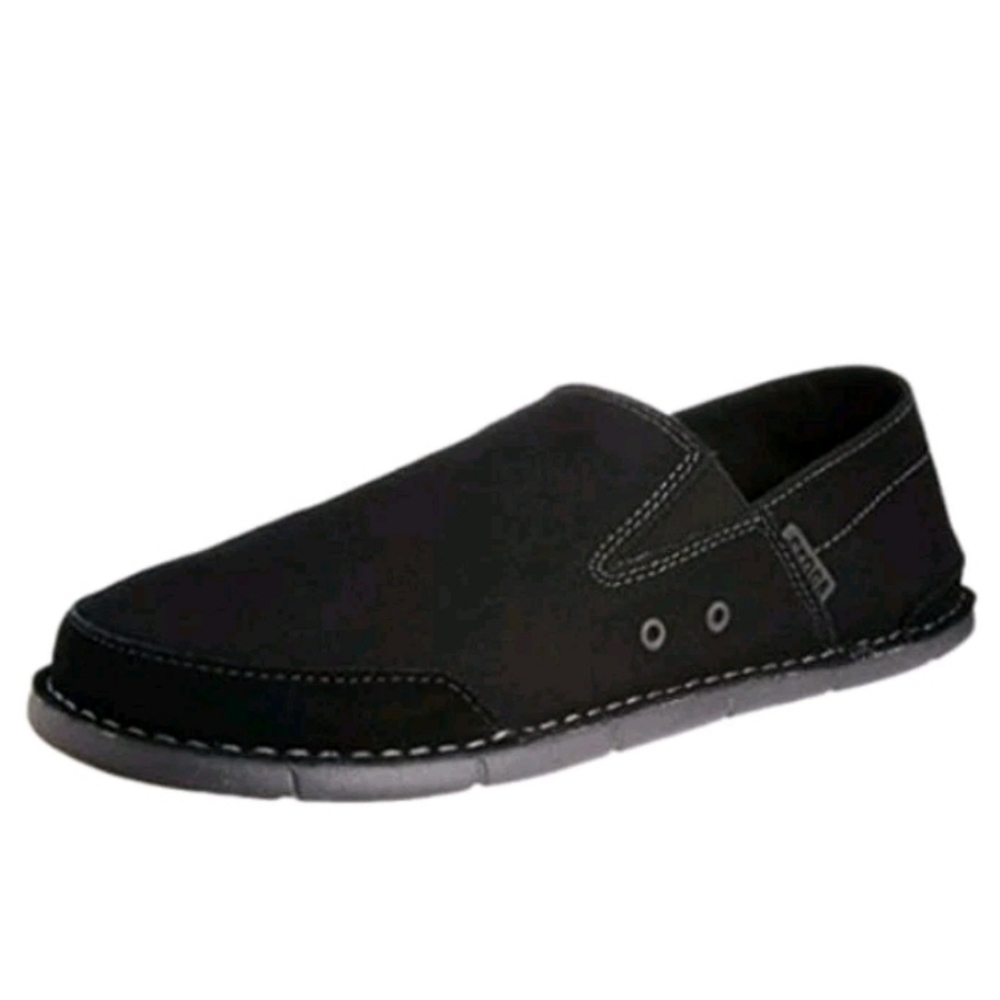 Crocs Mens Black Cabo Canvas Slip on Lightweight Casual Loafer  8
